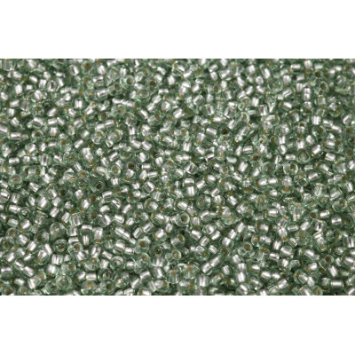 Czech Seed Beads 10/0 Crystal White Heart Green 78162 | Preciosa