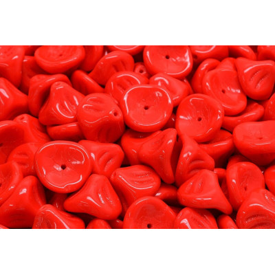 Daylily Flower Beads 10x8mm Opaque Coral Red 93200 | Czech Glass