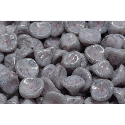 Daylily Flower Beads 10x8mm White Alabaster Copper 15435 | Glass