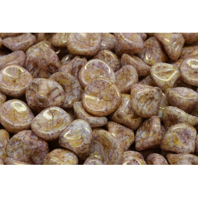 Daylily Flower Beads 10x8mm White Bronze Fusion 02010/15695 | 10pcs