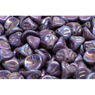 Daylily Flower Beads 10x8mm Purple Iris 15781 | Czech Glass