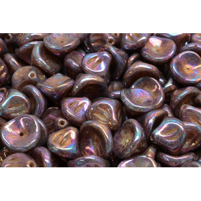 Daylily Flower Beads 10x8mm Beige Purple Iris 13020/15781 | Glass