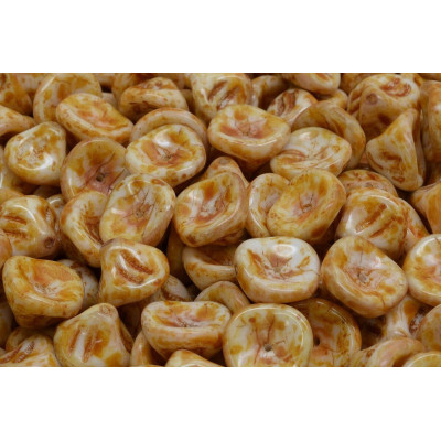 Daylily Flower Beads 10x8mm White Alabaster Travertine 02010/86800