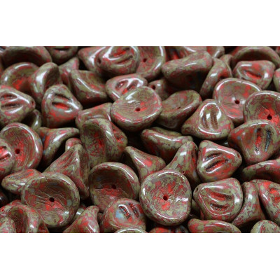 Daylily Flower Beads 10x8mm Red Travertine 93200/86800 | Rutkovsky