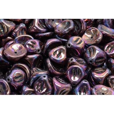 Daylily Flower Beads 10x8mm Jet Iris Luster 23980/15781 | Glass Beads