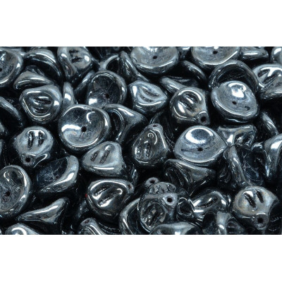 Daylily Flower Beads 10x8mm Jet Hematite 23980 | Czech Glass