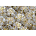 Cherry Flower Beads 14x14mm White Gold R0201-54202 | Czech Glass
