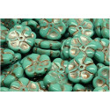 Primrose Beads 15x15mm Opaque Turquoise Copper 63130-54324 | Glass
