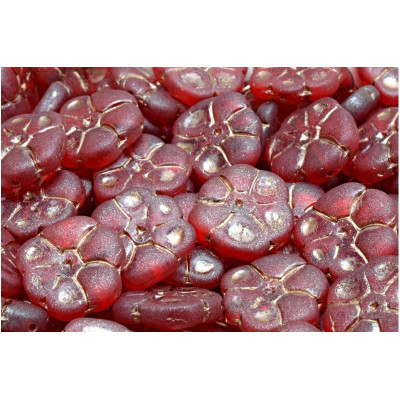 Primrose Beads 15x15mm Ruby Mat/Copper 90080-84100-54324 | Czech Glass