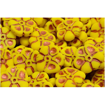 Primrose Beads 15x15mm Lime Matte Copper 83120-84100-54319 | Czech