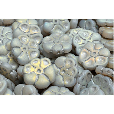 Primrose Beads 15x15mm White Alabaster Grey 28703 | Rutkovsky