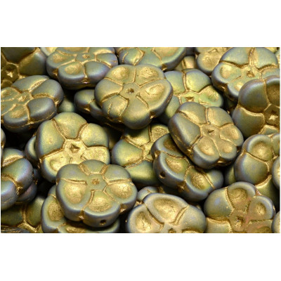 Primrose Beads 15x15mm Matte Gold Vitrail 02010-84100-28103-54302