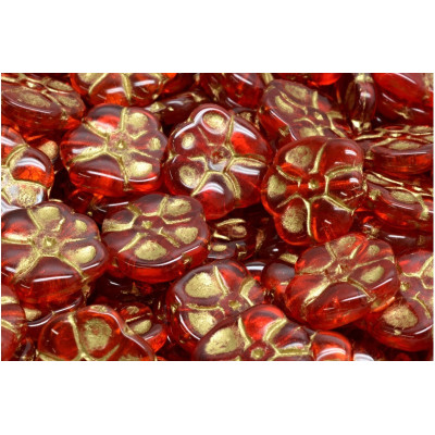 Primrose Beads 15x15mm Light Red Transparent Gold 90050-54302 | 4pcs