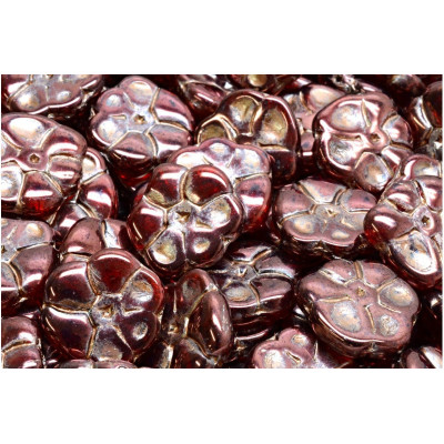Primrose Beads 15x15mm Light Red Vega Copper 90050 | Czech Glass