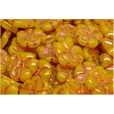 Primrose Beads 15x15mm Amber Copper 81240-54319 | Czech Glass