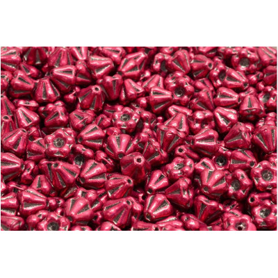 Bell Flower Beads 4x6mm Metallic Fuchsia 42034 | Glass Beads