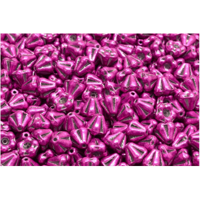 Bell Flower Beads 4x6mm Fuchsia 00030-42037 | Czech Glass