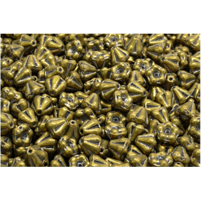 Bell Flower Beads 4x6mm Old Gold 42070 | Czech Glass Beads