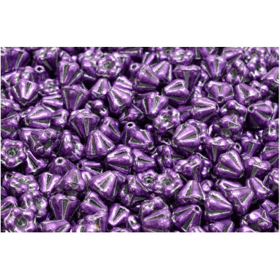 Metallic Violet Bell Flower Beads 4x6mm 00030-42077 | Czech Glass