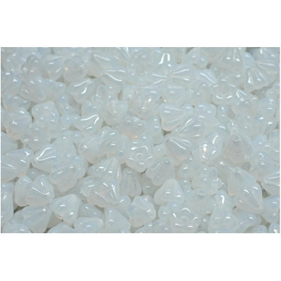 Bell Flower Beads 4x6mm White Opal 01000 | Czech Glass Beads