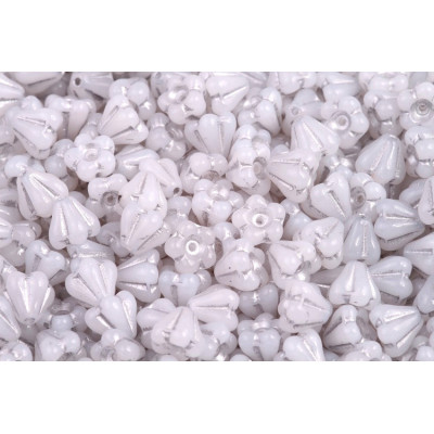 Bell Flower Beads 4x6mm Grey Silver Washed 02010/54301 | Czech Glass