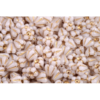 Bell Flower Beads 4x6mm White Gold 02010/54302 | Glasperlen