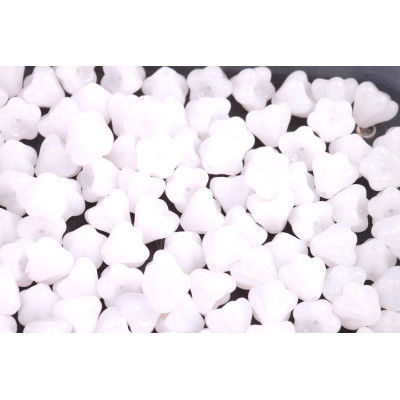 Bell Flower Beads 4x6mm White Alabaster 02010 | Czech Glass