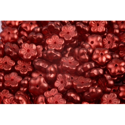Cherry Flower Beads 8x8mm Metallic Red 00030/29257 | Czech Glass