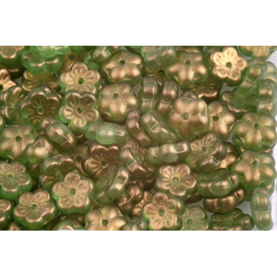 Cherry Flower Beads 8x8mm Crystal Oro Moss Green 00030/29268 | 20pcs
