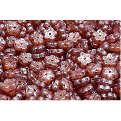 Cherry Flower Beads 8x8mm Crystal Violet Spotted 65327 | Czech Glass