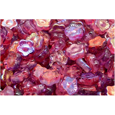 Sunset Flower Beads 10x10mm Fuchsia 00030-28701-48014 | Czech Glass