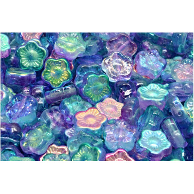 Sunset Flower Beads 10x10mm Light Blue Iridescent 00030-28701-48023