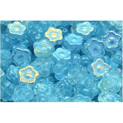 Sunset Flower Beads 10x10mm Light Blue 00030-28701-54308 | Czech Glass