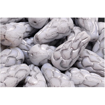 Pinecone Beads Beads 25x12 N. 11 WHITE ALABASTER GREY DECOR