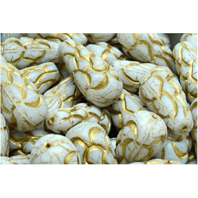 Pinecone Beads Beads 25x12 N. 12 WHITE ALABASTER/GOLD