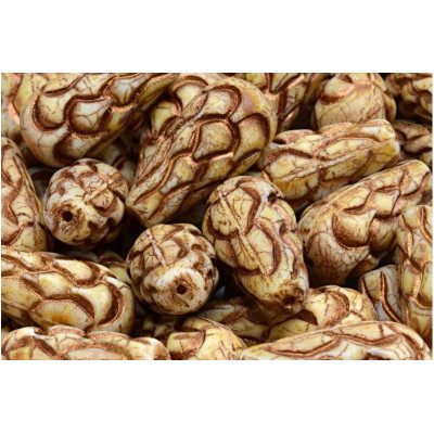 Pinecone Beads Beads 25x12 N. 21 WHITE ALABASTER TRAVERTINE 54317