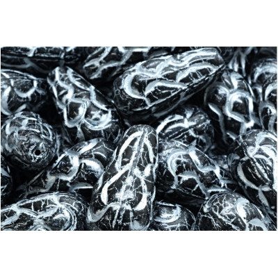 Pinecone Beads Beads 25x12 N. 40 Black Opaque,Silver Painted