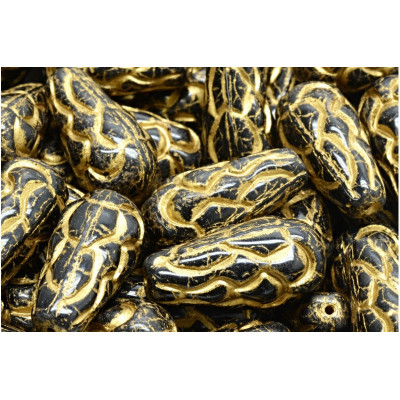 Pinecone Beads Beads 25x12 N. 41 Black Opaque,Gold Painted