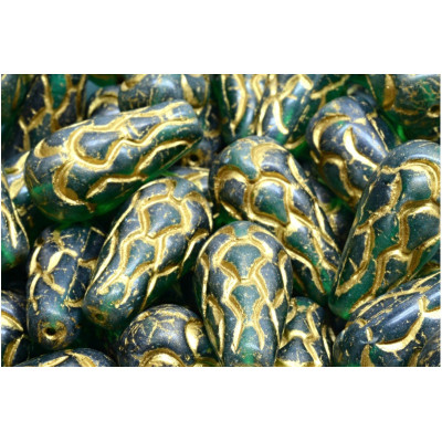 Pinecone Beads Beads 25x12 N. 46 EMERALD LIGHT/GOLD
