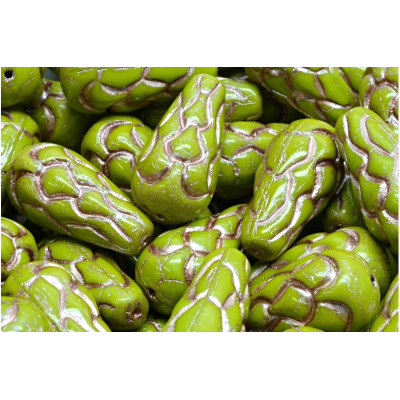 Pinecone Beads Beads 25x12 N. 51 OLIVINE OPAQUE/ANTIQUE COPPER