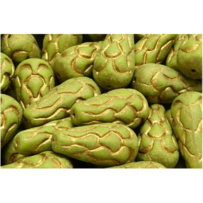 Pinecone Beads Beads 25x12 N. 52 OLIVINE OPAQUE/GOLD
