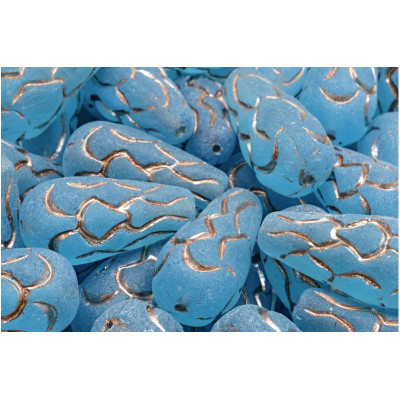 Pinecone Beads Beads 25x12 N. 55  AQUAMARINE MAT/ANTIQUE COPPER