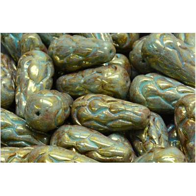 Pinecone Beads Beads 25x12 N. 65 TURQUOISE GREEN RED LUSTER