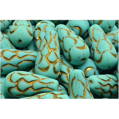 Pinecone Beads Beads 25x12 N. 66 TURQUOISE GREEN MAT/GOLD