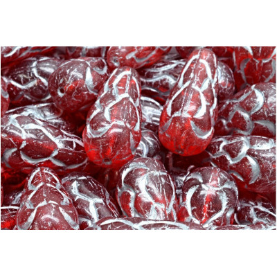 Pinecone Beads Beads 25x12 N. 71 LT SIAM RUBY/SILVER