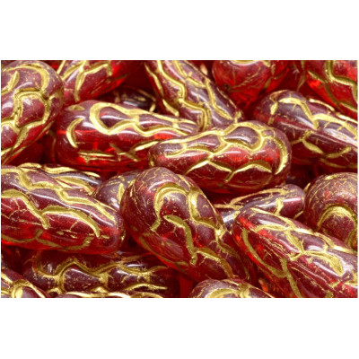 Pinecone Beads Beads 25x12 N. 72 LT SIAM RUBY/GOLD