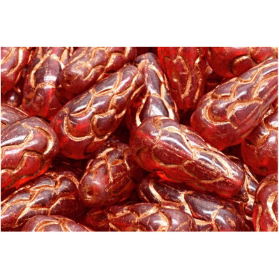 Pinecone Beads Beads 25x12 N. 73 LT SIAM RUBY/COPPER