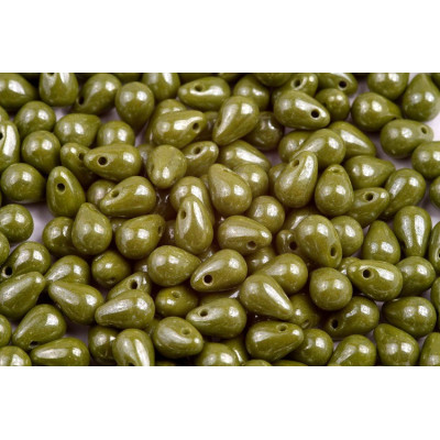 Drop Beads 4x6 N. 1248 OPAQUE OLIVE WHITE LUSTER