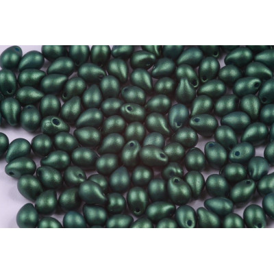 Drop Beads 5x7 N. 777 WHITE ALABASTER GOLD SHINE DARK GREEN