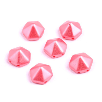 Pyramid Hexagon Beads 12x12mm N. 162 PASTEL LIGHT CORAL